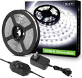 Lepro LED Strip Light White, 16.4ft Dimmable Vanity Lights, 6000K Super Bright LED Tape Lights, 300 LEDs 2835, Strong 3M Adhesive, Suitable for Home, Kitchen, Under Cabinet, Bedroom, Daylight White