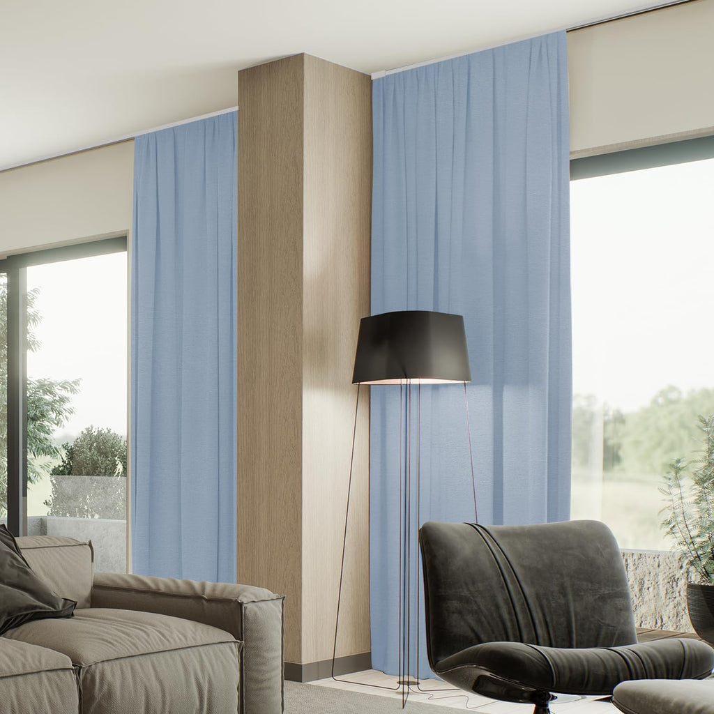 SmartWings Automatic Curtain Opener with Drapery, Motorized Vertical Blinds with Remote, Electric Closet Doors Sliding Panels Compatible with Alexa Google Homekit, 93% Blackout Greyish Blue