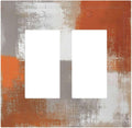 Orange Grey Abstract Art Oil Painting Decorative Outlet Covers 2 Gang Double Gfci Rocker Electrical Wall Panels Light Switch Cover Plate For Home Farmhouse Decor