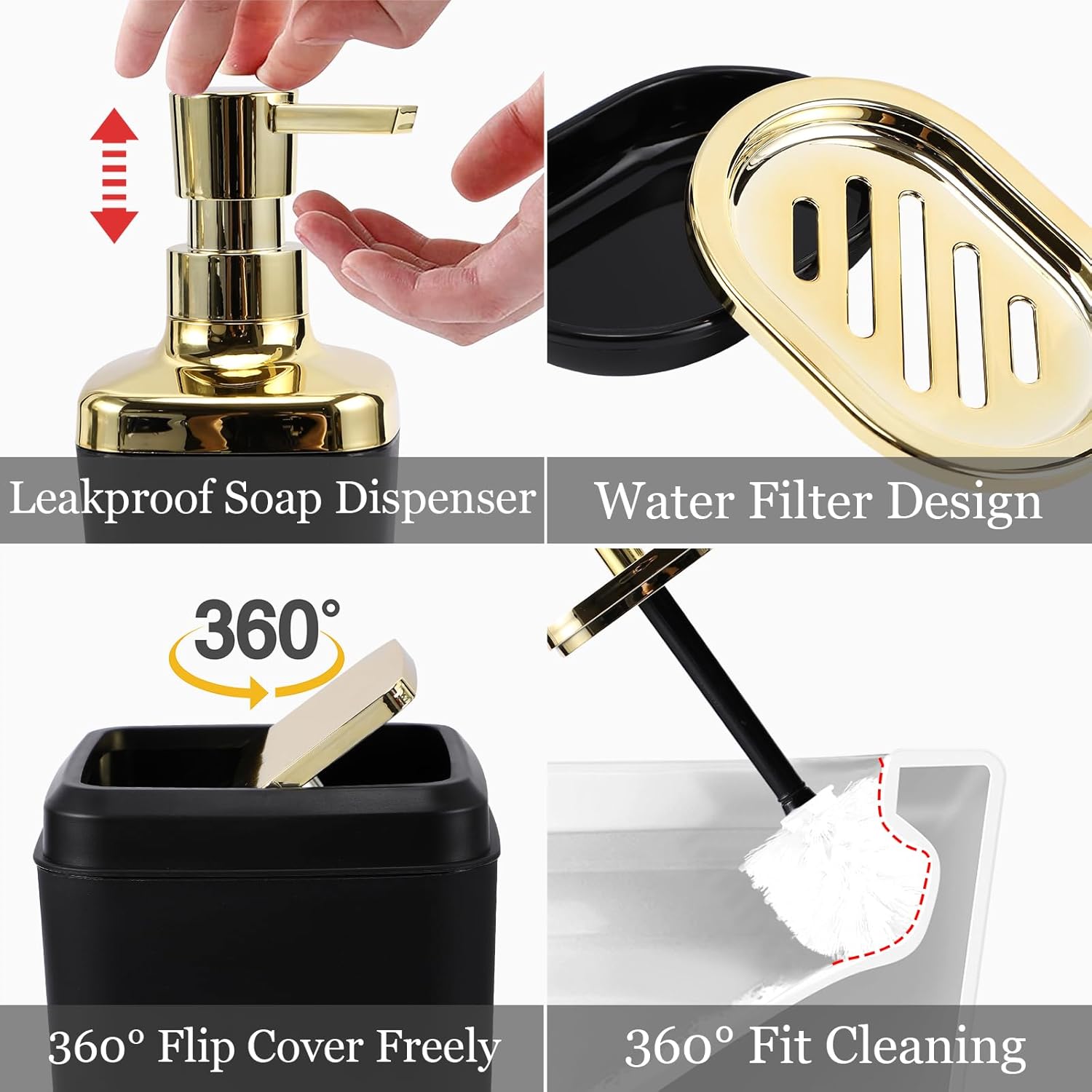 Bathroom Accessories Set - 26PCS Black Bathroom Set, Bathroom Accessory Set with Shower Curtain and Rugs and Bathtub Mats for Home