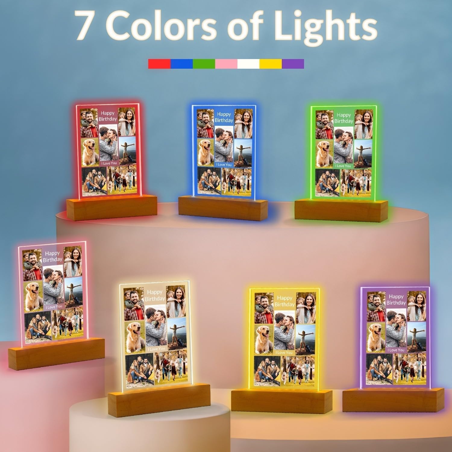 Custom Picture Frames with Photo, Custom Photo Frames with Night Light, Customized Picture Frame, Personalized Valentines Day Gifts for Women Men Her Him Mom Dad Family