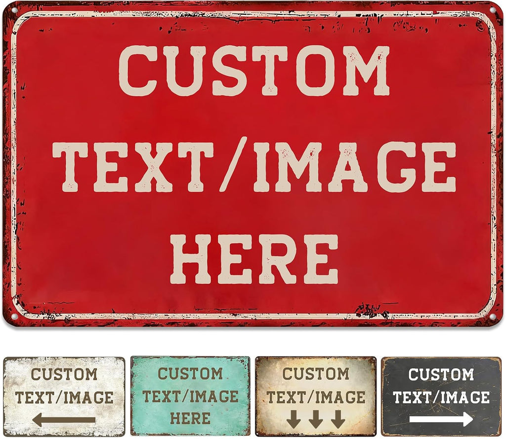 Custom Sign with Directional Arrow Rustic, Personalized Wall Decor, Vintage Metal Signs, 16''x12'' Customized Retro Aluminum Sign for Home Office Bar Yard Garden Outdoor Gift