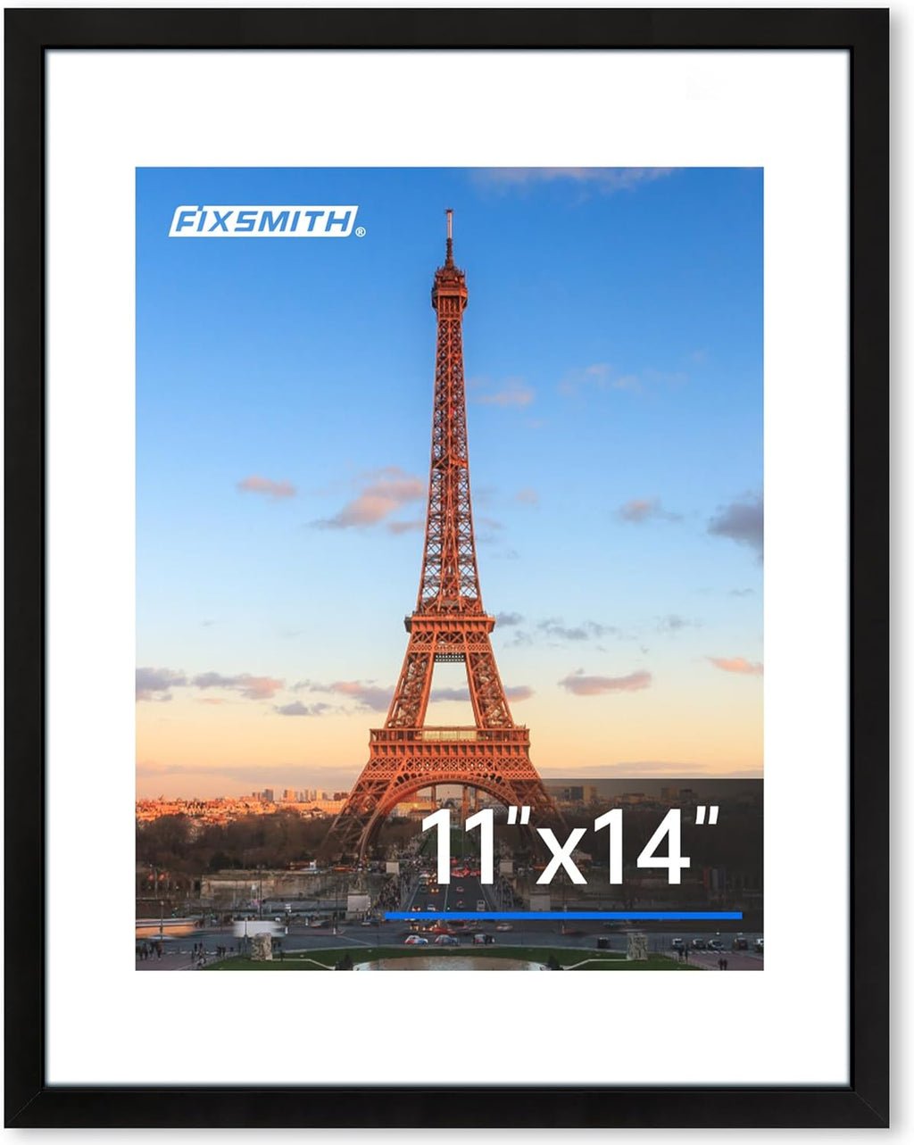 FIXSMITH 11x14 Picture Frame 1 Pack, Photo Frame with HD Plexiglass, Display Pictures 8x10 with Mat or 11x14 Without Mat, Black Picture Frames Collage Wall Decor, Gallary Wall Frame