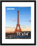 FIXSMITH 11x14 Picture Frame 1 Pack, Photo Frame with HD Plexiglass, Display Pictures 8x10 with Mat or 11x14 Without Mat, Black Picture Frames Collage Wall Decor, Gallary Wall Frame