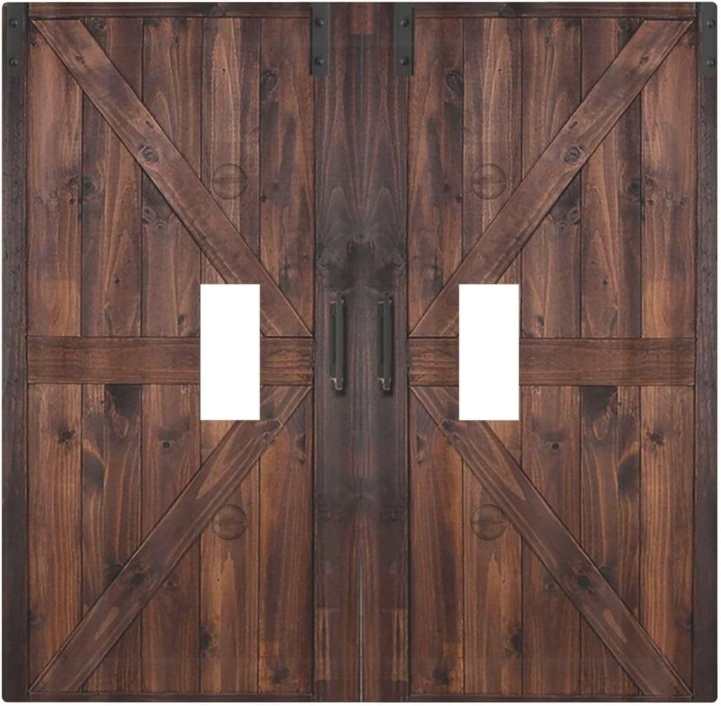 Decorative Light Switch Cover Plate Vintage Brown Farmhouse Barn Door 2 Gang Outlet Covers Double Toggle Wall Plates for Electrical Outlets Switch Plate Covers Faceplate for Bedroom Home Decor