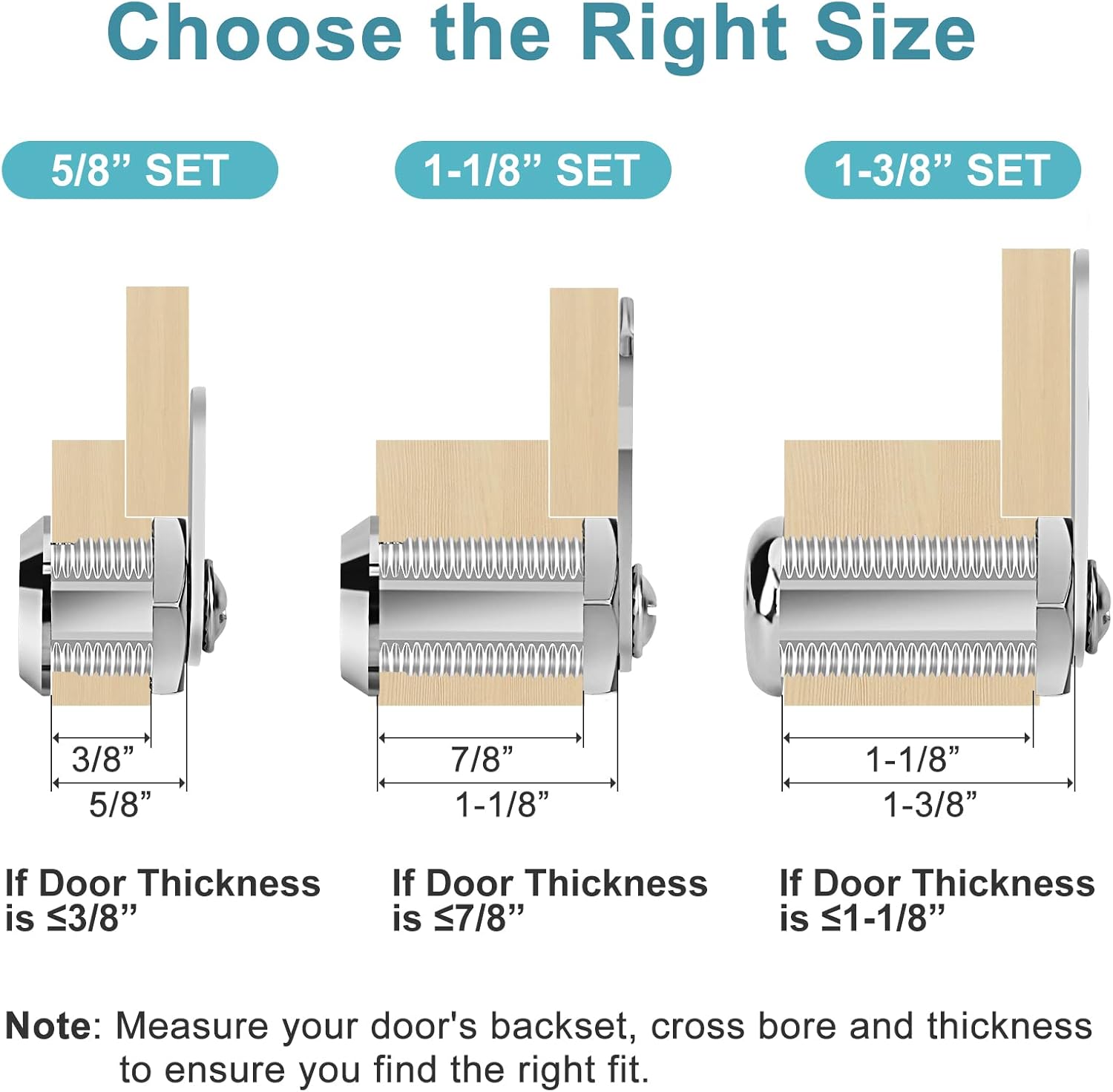 Cam Locks Cabinet Lock Keyed Alike, 5/8'' (Length) Cylinder Fits on 3/8'' Max Panel Thickness, Secure File Drawer Mailbox RV Storage Replacement Set, Chrome-Finish Zinc Alloy (5/8 Inch 6Pcs)