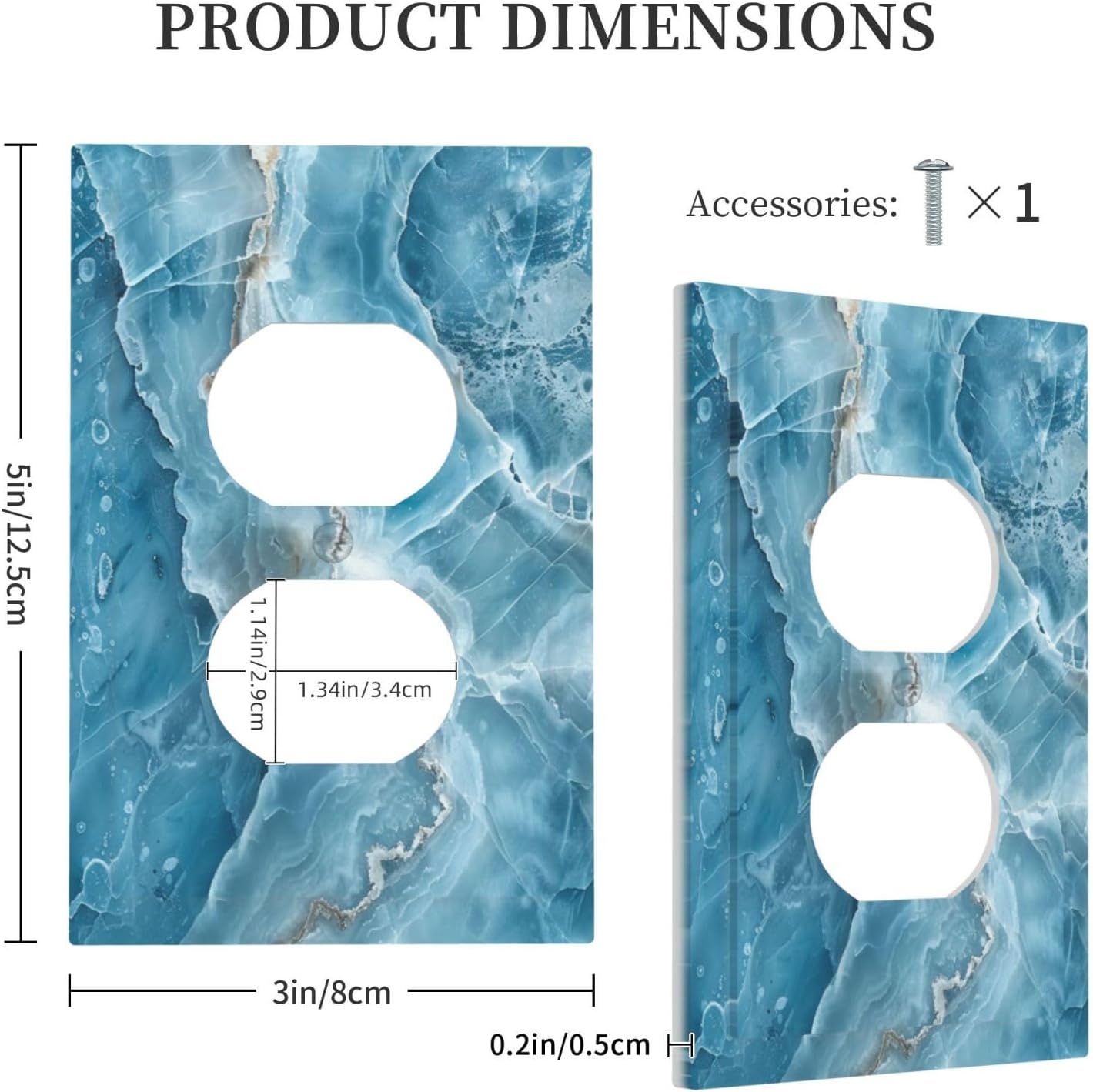 Decorative Outlet Covers Abstract Watercolor Blue Marble Texture 1 Gang Duplex Light Switch Cover Plate Unique Wall Plates for Electrical Outlets Switch Plate Covers for Bedroom Home Decor