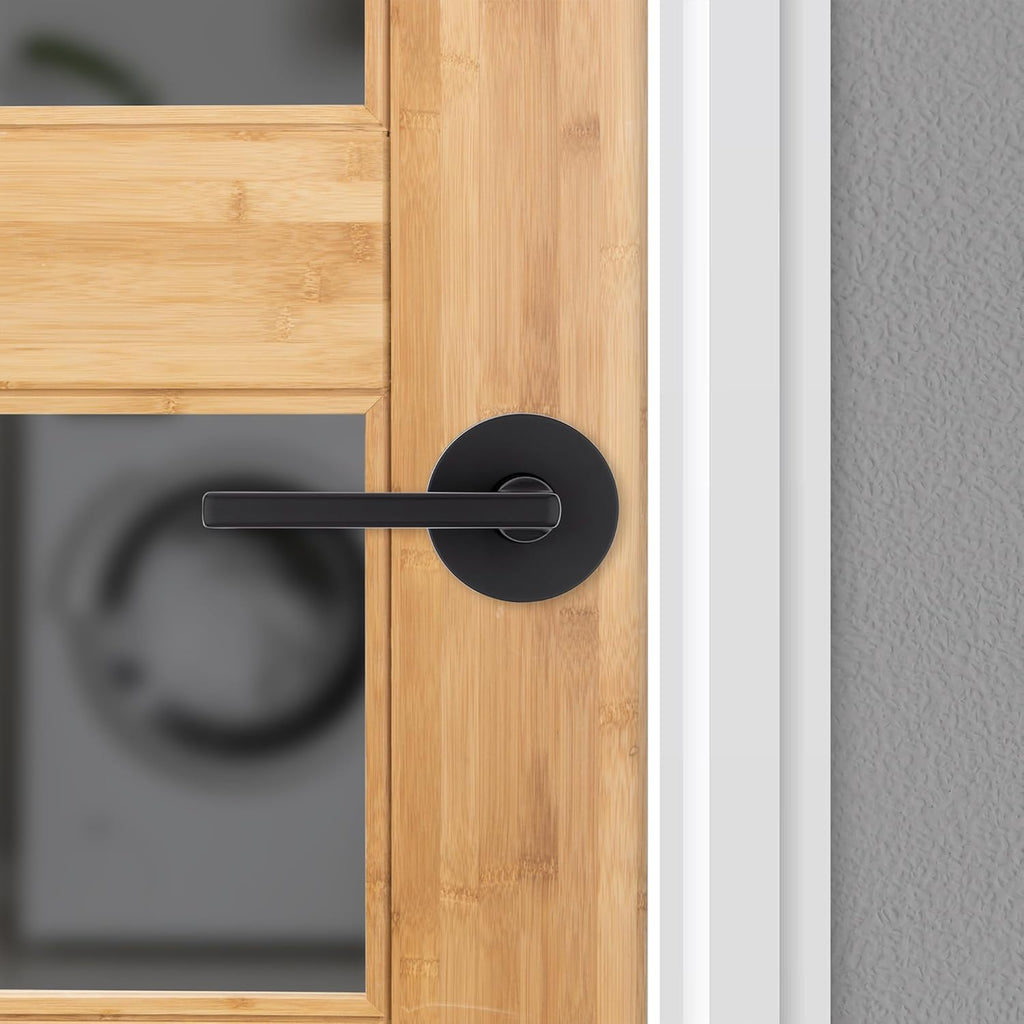 Kwikset Halifax Interior Passage Door Knob, Round Handle for Closet and Hallway Doors, Non-Locking Doorknob in Matte Black, with Microban Protection