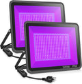 2 Pack 500W LED Black Lights,Outdoor Flood Blacklight Light with Plug, IP66 Waterproof 395nm to 410nm forGlow in The Dark, Dance Party, Stage Lighting, Body Paint, Fluorescent Poster, Neon Glow