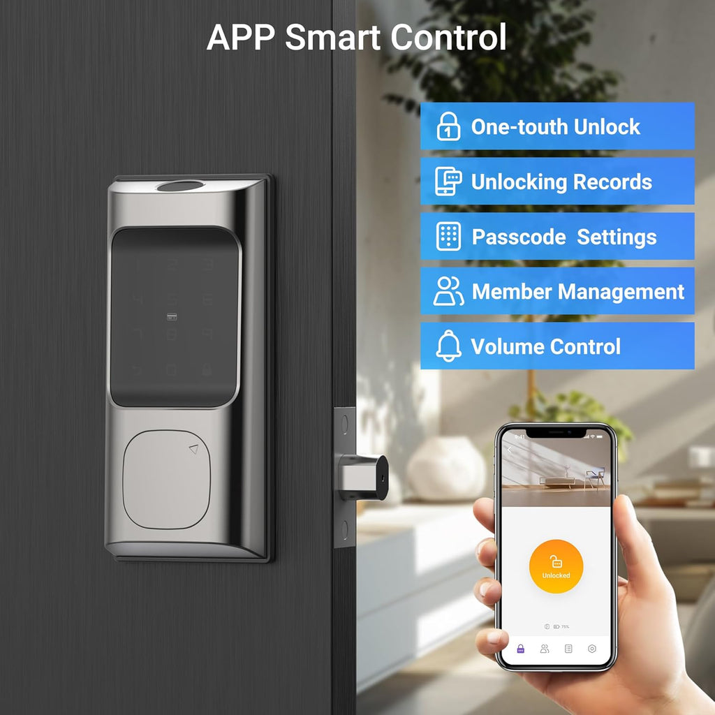 Saulex DB02 Smart Lock, Built-in Wi-Fi,5-in-1 Keyless Entry Front Door Lock, Keypad Deadbolts with App Control, Easy Installation,Auto-Unlock.