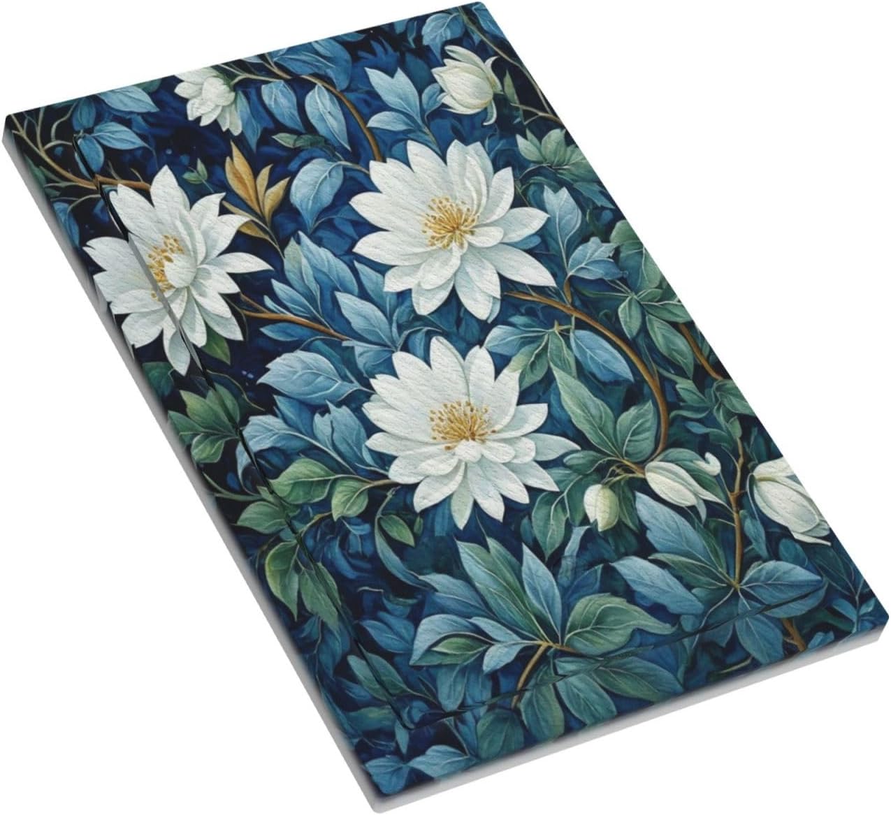 White Flowers Green Leaves Light Switch Covers No Device Wall Plate 1 Gang Decorative Blank Switchplate Electrical Faceplate for Country Living Bedroom Decor
