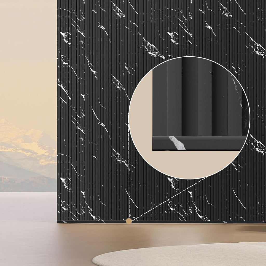 OUZUGIE 8-Pack 57 Inches, WPC Slat Wall Panel Trim,Corner Guard for Low Grille (Black Marble-1)