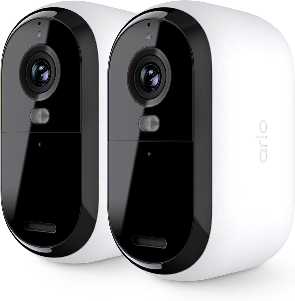 Arlo Essential Security Camera 2K | Outdoor-Indoor | 2nd Gen | Wireless with Spotlight, 2-Way Audio, Color Night Vision, Live Stream, Motion Activation, Real Time Notifications - White, 2 Camera