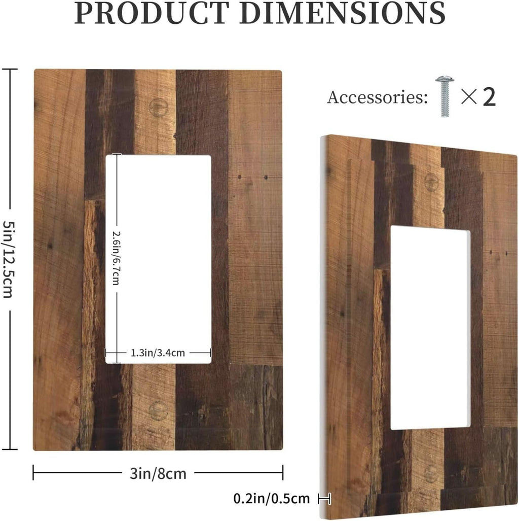 Rustic Brown Wood Vintage Wood Board Decorative Outlet Covers 1 Gang Single Rocker Light Switch Cover Plate Wall Plates Gfci Faceplate For Farmhouse Cabin Decor