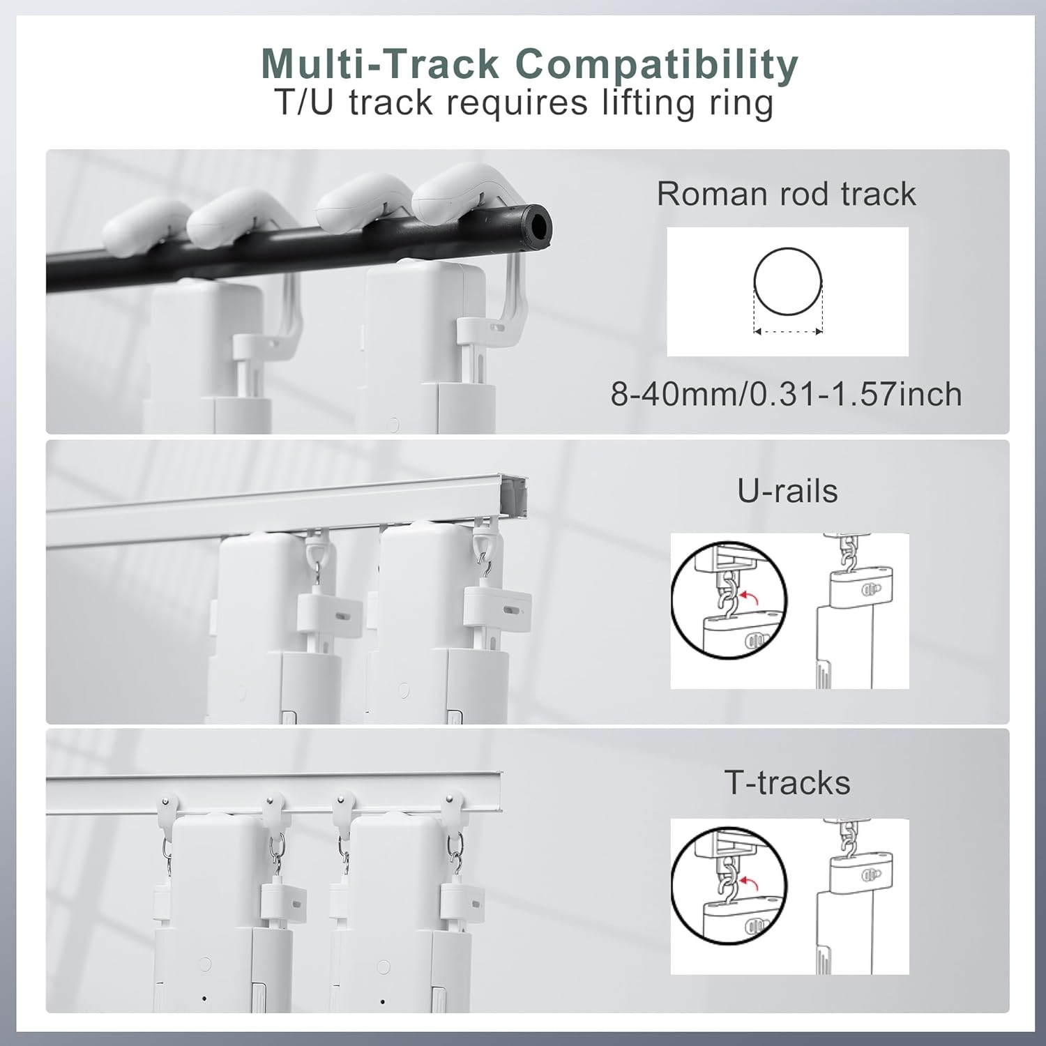 Automatic Curtain Opener 2 Pack: Smart Electric Curtains Closer Robot with Remote Control｜No Drill Quiet Motor｜Compatible for Roman Rods, T & U Tracks｜Long-Lasting Battery for Bedroom & Home