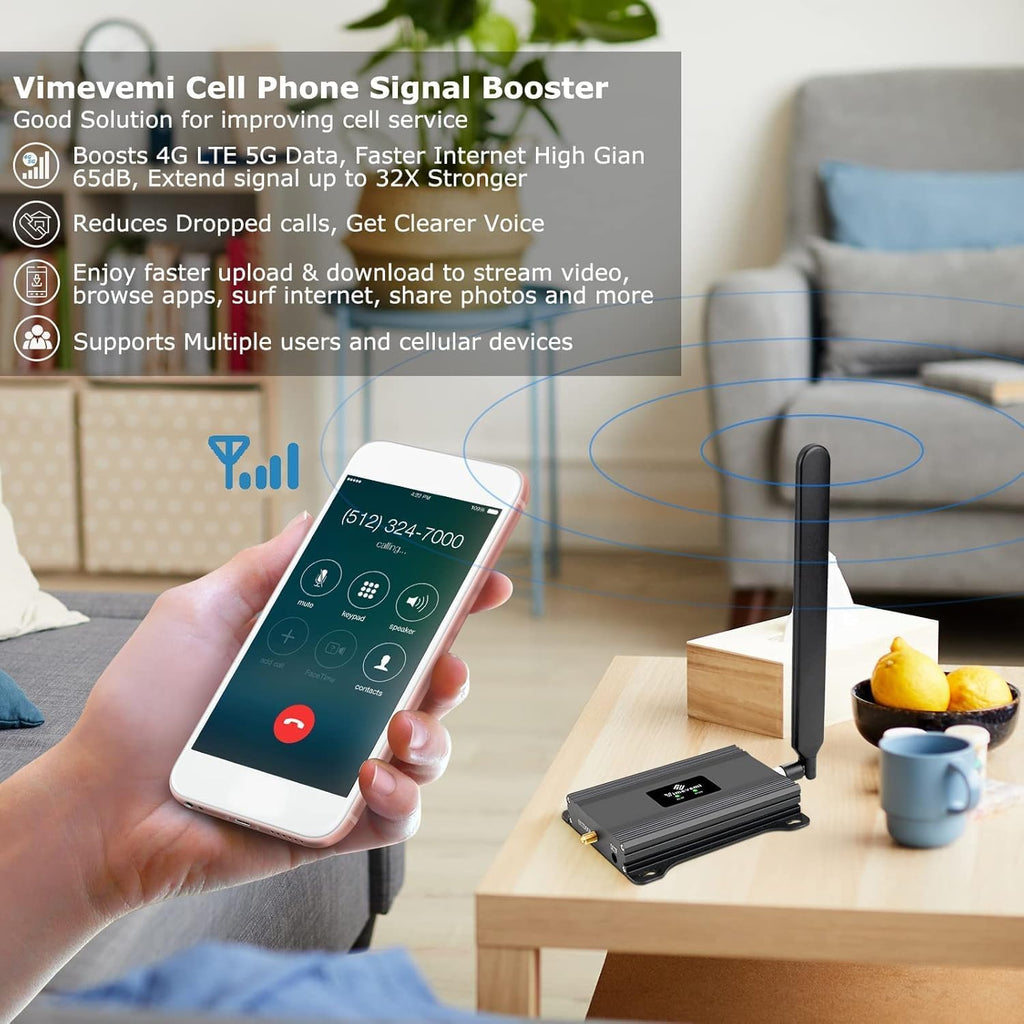 Cell Phone Signal Booster for AT&T 5G 4G LTE Band 12/17 | Up to 2500 Sq Ft Coverage for Home & Office