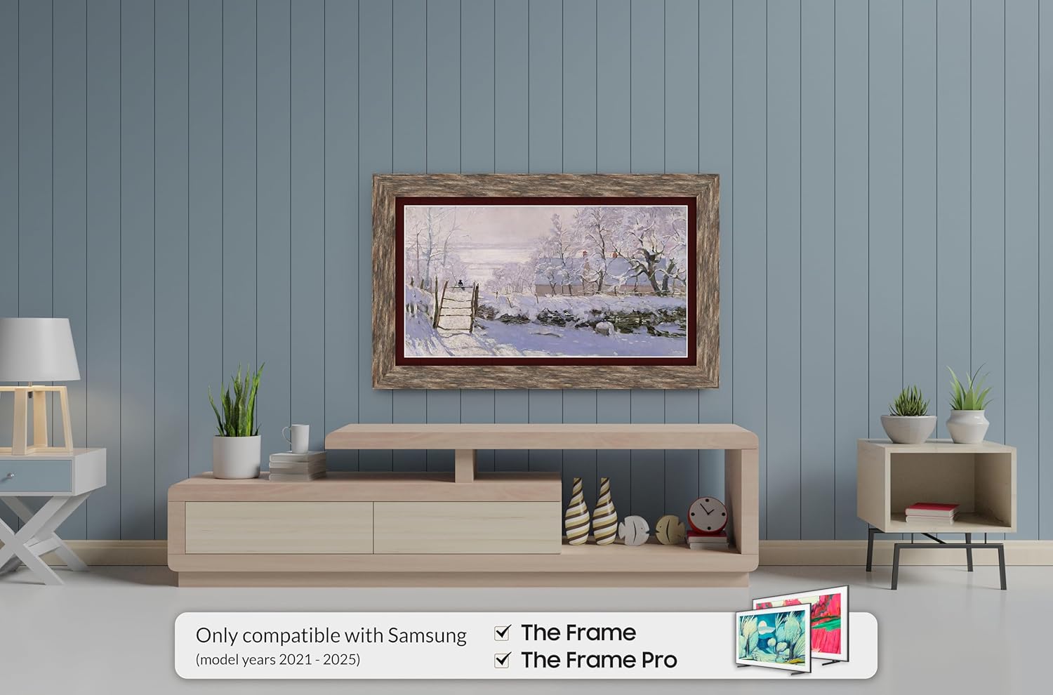 Distressed Barnwood 43" Premiere Deco TV Frame - Compatible ONLY with Samsung The Frame TVs (Fits 2021-2025, LS03A, LS03B, LS03C, LS03D, LS03FA)