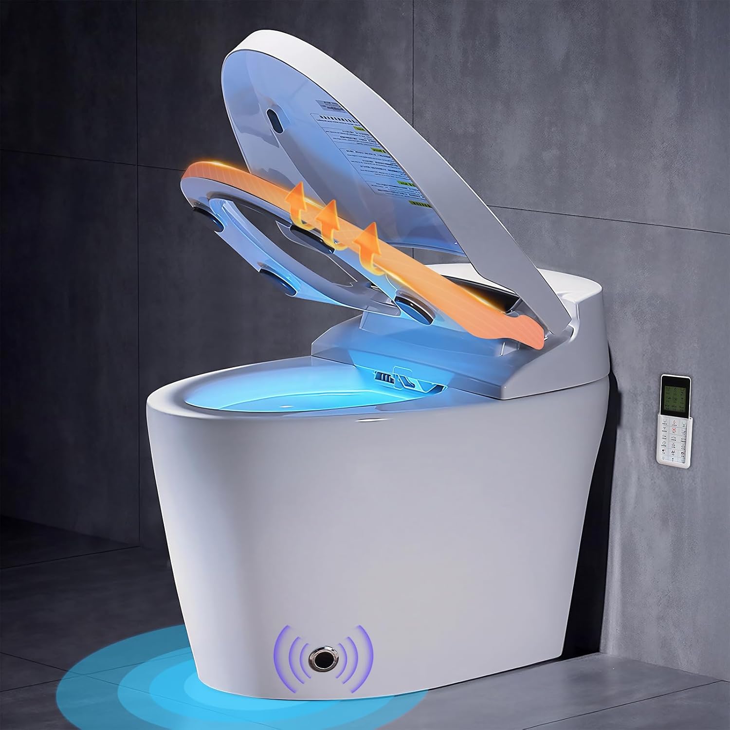 Smart Toilet with Built-in Bidet, Tankless Toilets for Bathroom, Instant Warm Water Sprayer and Dryer, Heated Seat toilet with LED Display