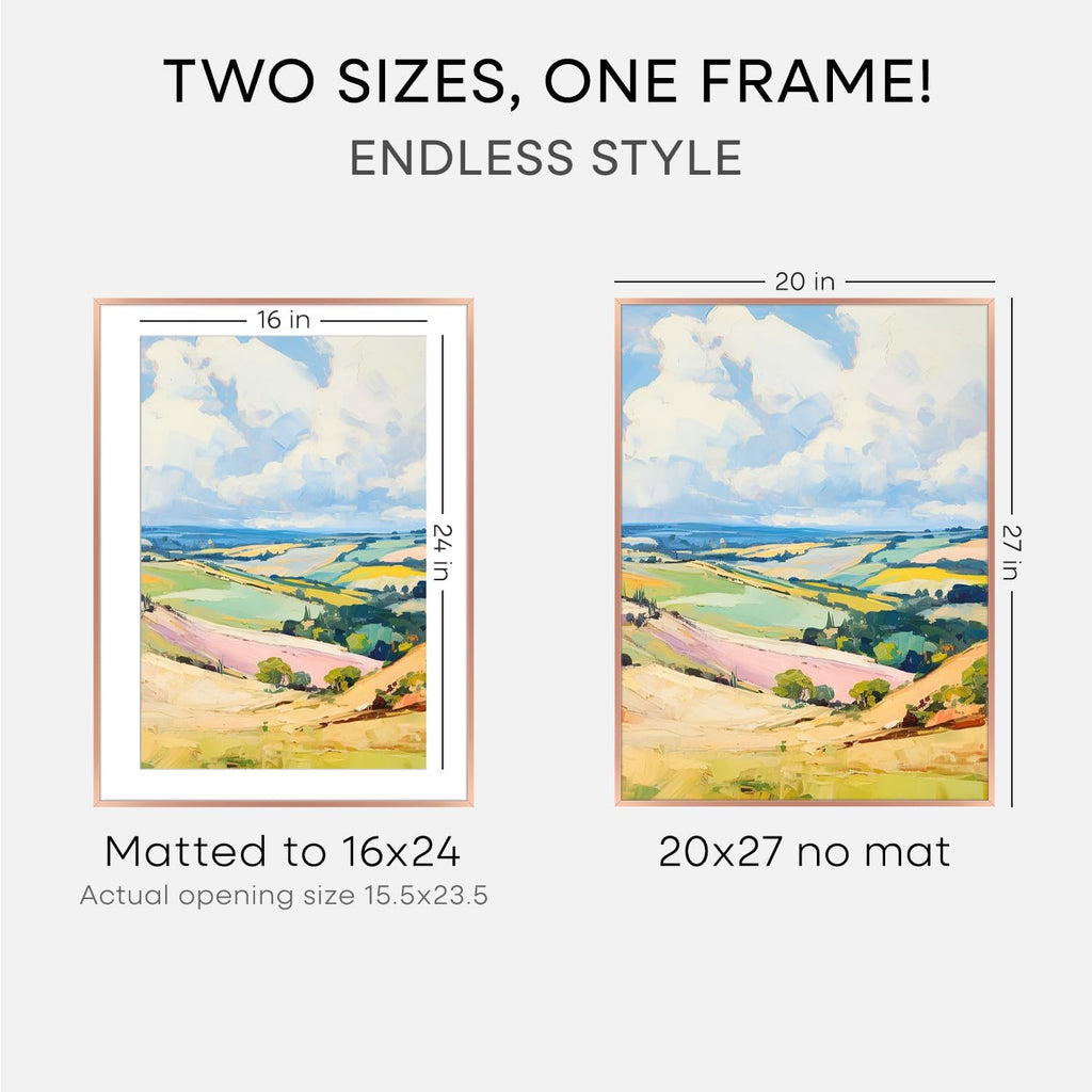 Homeforia 20x27 Picture Frame Silver, High End Metal 20x27 Frames with Mat 16x24 for Photo, 20 x 27 Silver Poster Frame Matted to 16 x 24 Print, 27x20 Hanging Frame, Tempered Glass, Wall Kit, Set of 1