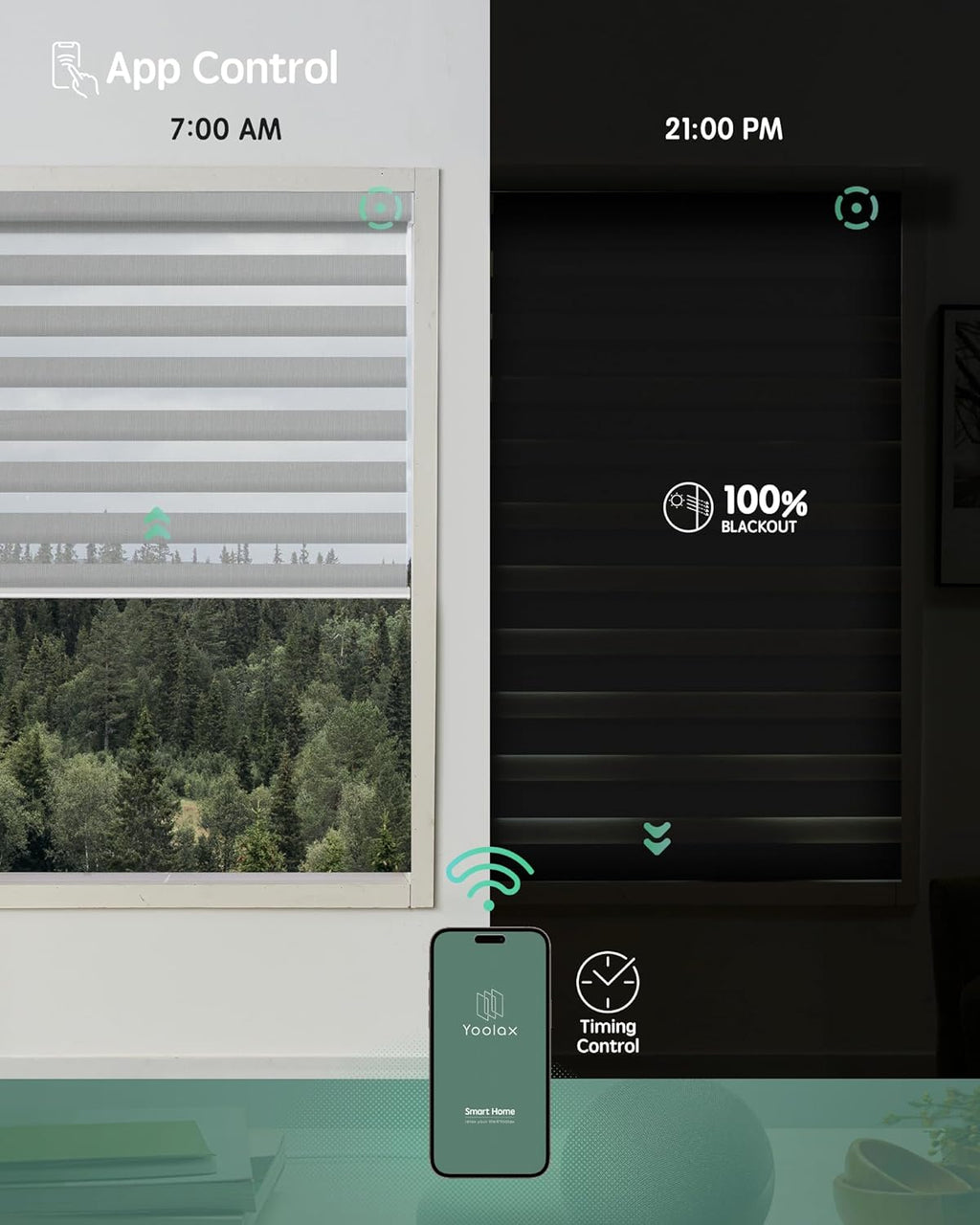 Yoolax Motorized Zebra Blinds Compatible with Alexa,Motorized Blinds with Remote Smart Automatic Custom Electric Window Blinds Cordless Indoor Blackout for Home Bedroom Kitchen (Enamel Grey)