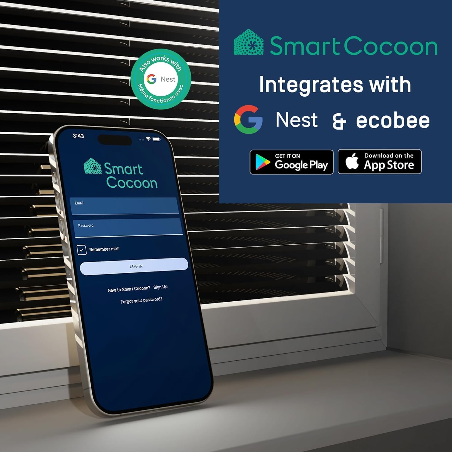 4X10 Register Booster Fan with Temperature & Humidity Sensor - Smart Dual Air Conditioner & Heater Floor Fan for Smart Home - Integrates with Ecobee & Nest Thermostats
