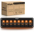 Nilight 8 Gang Rocker Switch Panel with Orange LED Light 5 Pin On Off Pre-Wired Aluminum Toggle Switches Waterproof for 12V/24V Cars Marine Boats ATVs Trailers RV Trucks