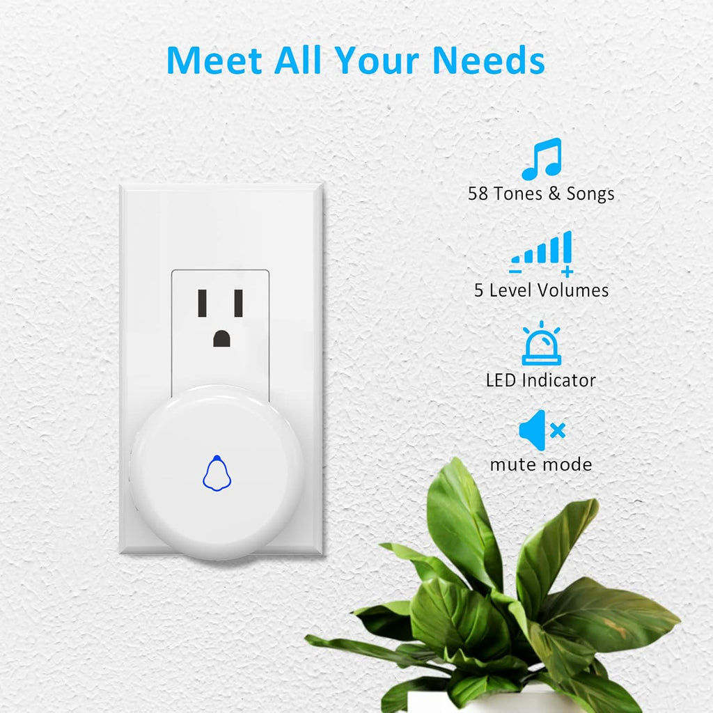 Wieless Door Bells Chimes, AMHEY Door Chime Doorbell with 700ft Operate Range 58 Chimes 5 Volume Level Door Open Alarm for Business/Office/Home/Store When Entering, 2Sensor+1Receiver