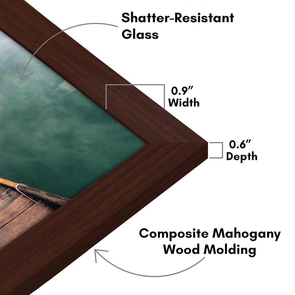 Americanflat 12x18 Poster Frame with Shatter-Resistant Glass - Signature Collection - Gallery-Style Frames Made of Engineered Wood - Photo Frame for Wall Display - Mahogany