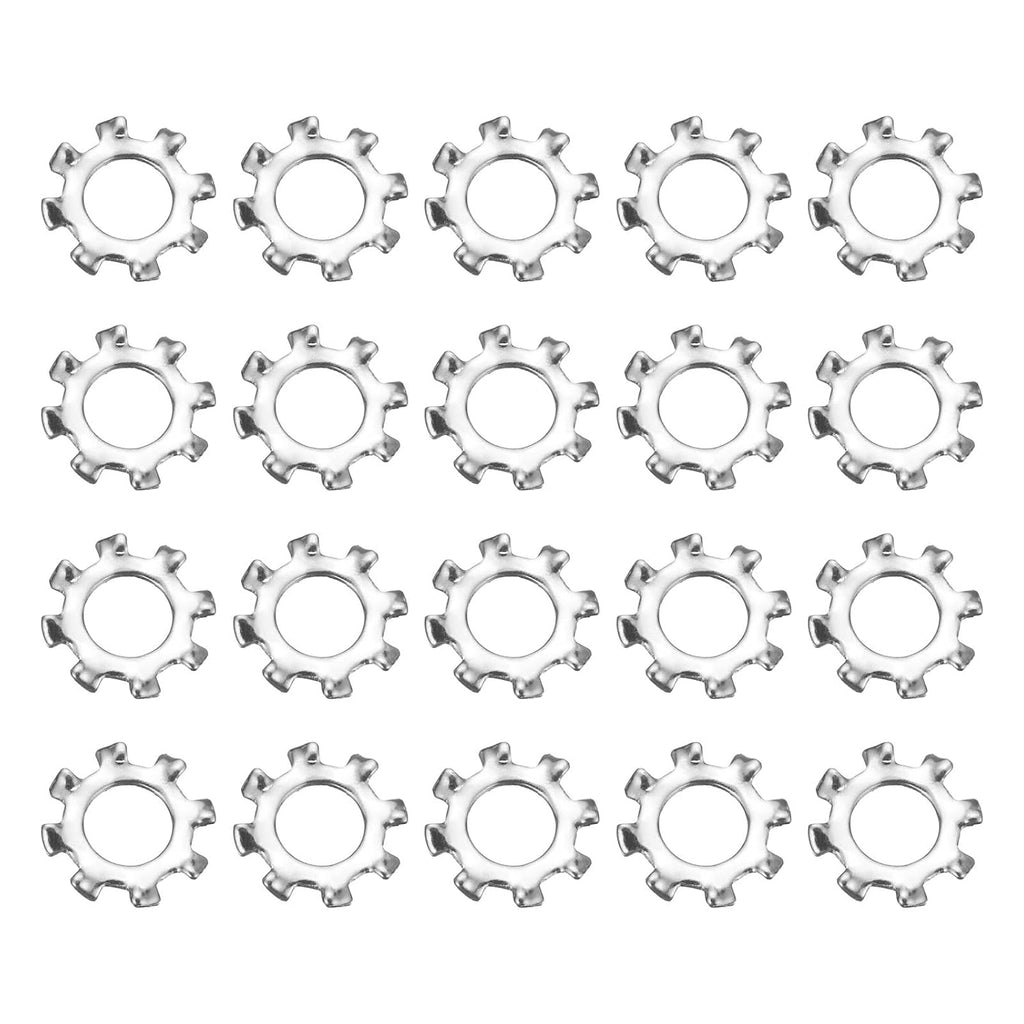 uxcell 100Pcs 10# External Tooth Lock Washer, 304 Stainless Steel Multi-Tooth Star Washer Locking Fastener, Silver Tone