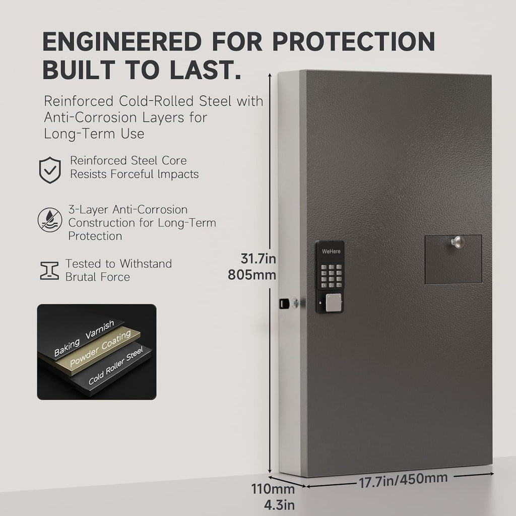 104 Keys Lock Box with Drop Slot, Key Cabinet Wall Mount, Fixed Code/OTP, APP Bluetooth/Wi-Fi, Spare Key Unlock, Large Key Return Box for Hotel, Car Dealerships, Realtors, Office