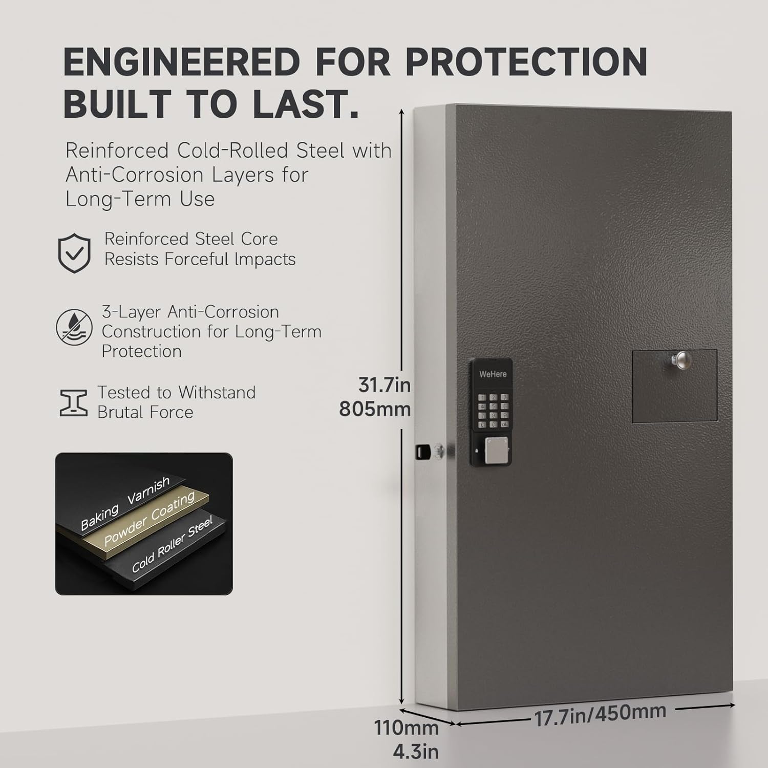 104 Keys Lock Box with Drop Slot, Key Cabinet Wall Mount, Fixed Code/OTP, APP Bluetooth/Wi-Fi, Spare Key Unlock, Large Key Return Box for Hotel, Car Dealerships, Realtors, Office