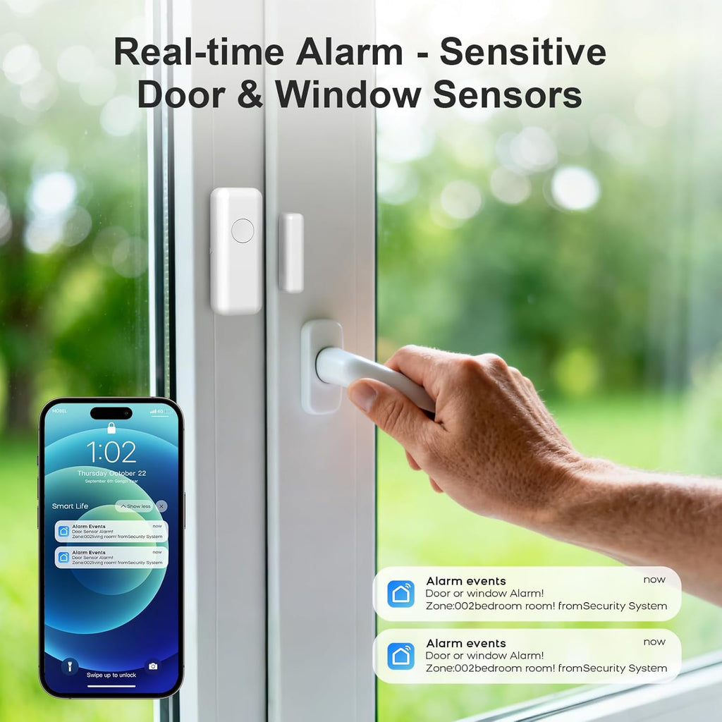 Alarm System for Home Security,WiFi+4G Smart Door Alarm Systems Kit NO Monthly Fees,with Instant App Alerts Door Window Motion Sensor,Compatible with Alexa,for Apartment & Kids Safety