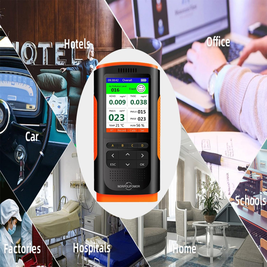 Real Time Air Quality Detector AQI Air Quality Monitor Indoor, Formaldehyde,TVOC Meter, PM2.5 Sensor for Cars,Homes,Schools,Offices