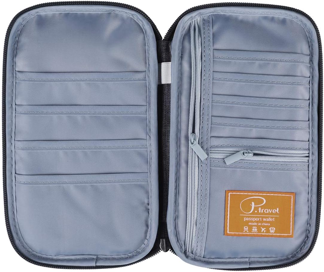 VanFn RFID Travel Passport Wallet, Family Passport Holder, Trip Document Organizer P.Travel Series (Grey)