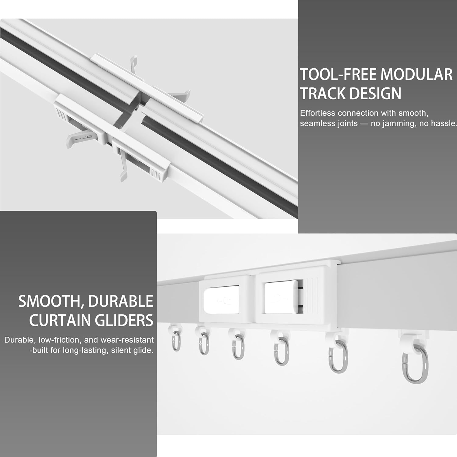 QUOYA BL01 Smart Electric Curtain Track 【Beltless, Adjustable Up to 7m, No Cutting, Adjustable Speed, Quiet, Works with Alexa, Google, Siri, Apple Watch, Remote Included】 (Two Way Cental Opening ONLY)