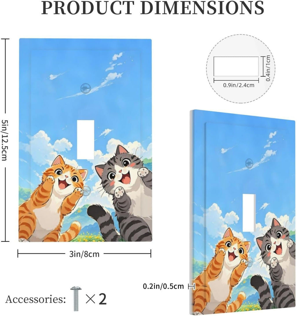 Decorative Light Switch Cover Orange Gray Cute Cat Sky Cloud Cat S Paw 1 Gang Single Toggle Device Electrical Faceplate Switchplates Decorator Outlet Wall Plate For Kids Room Nursery