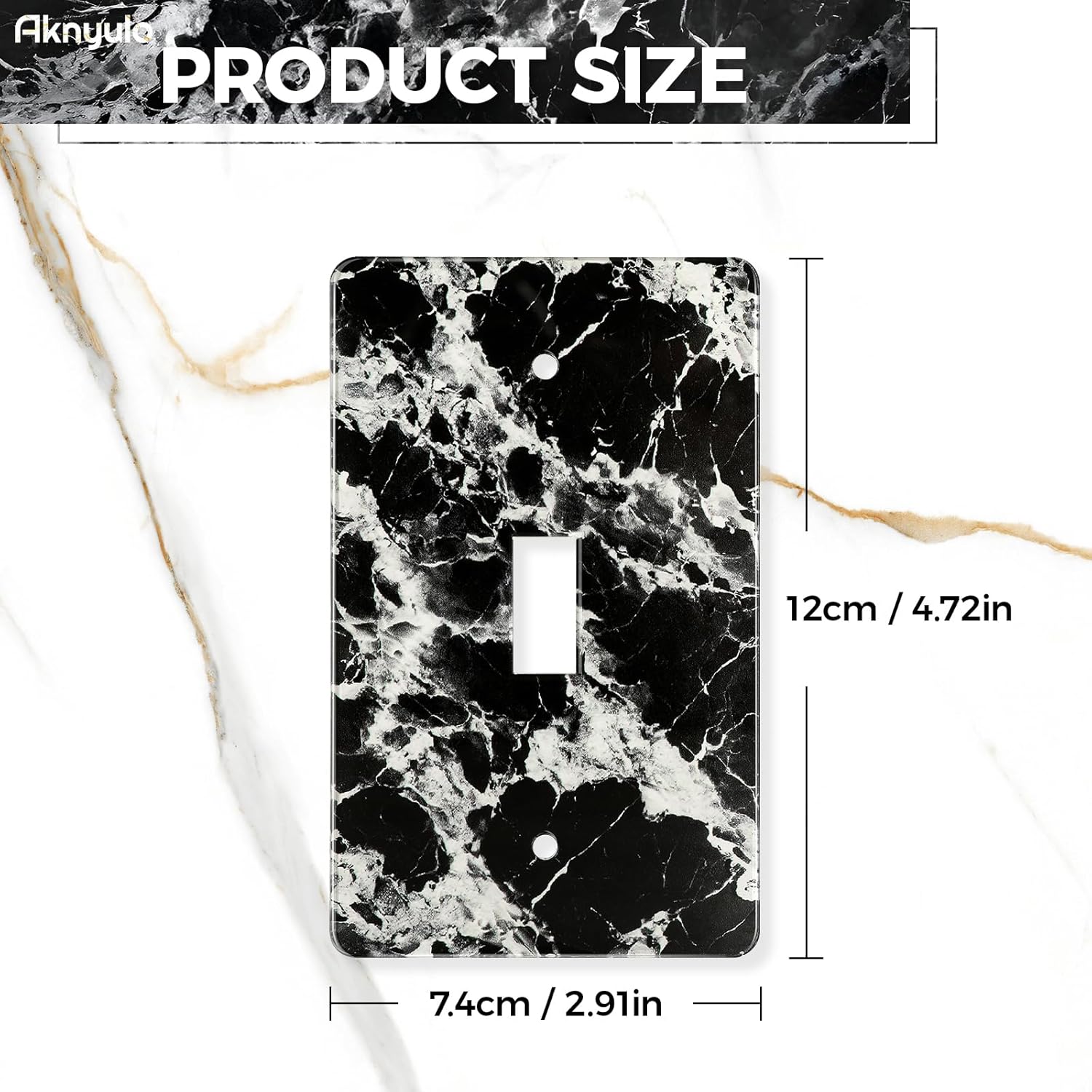 Black White Marble Pattern Acrylic Light Switch Plate Light Switch Cover Switch Plate Decorative Acrylic Wall Plate Single Toggle