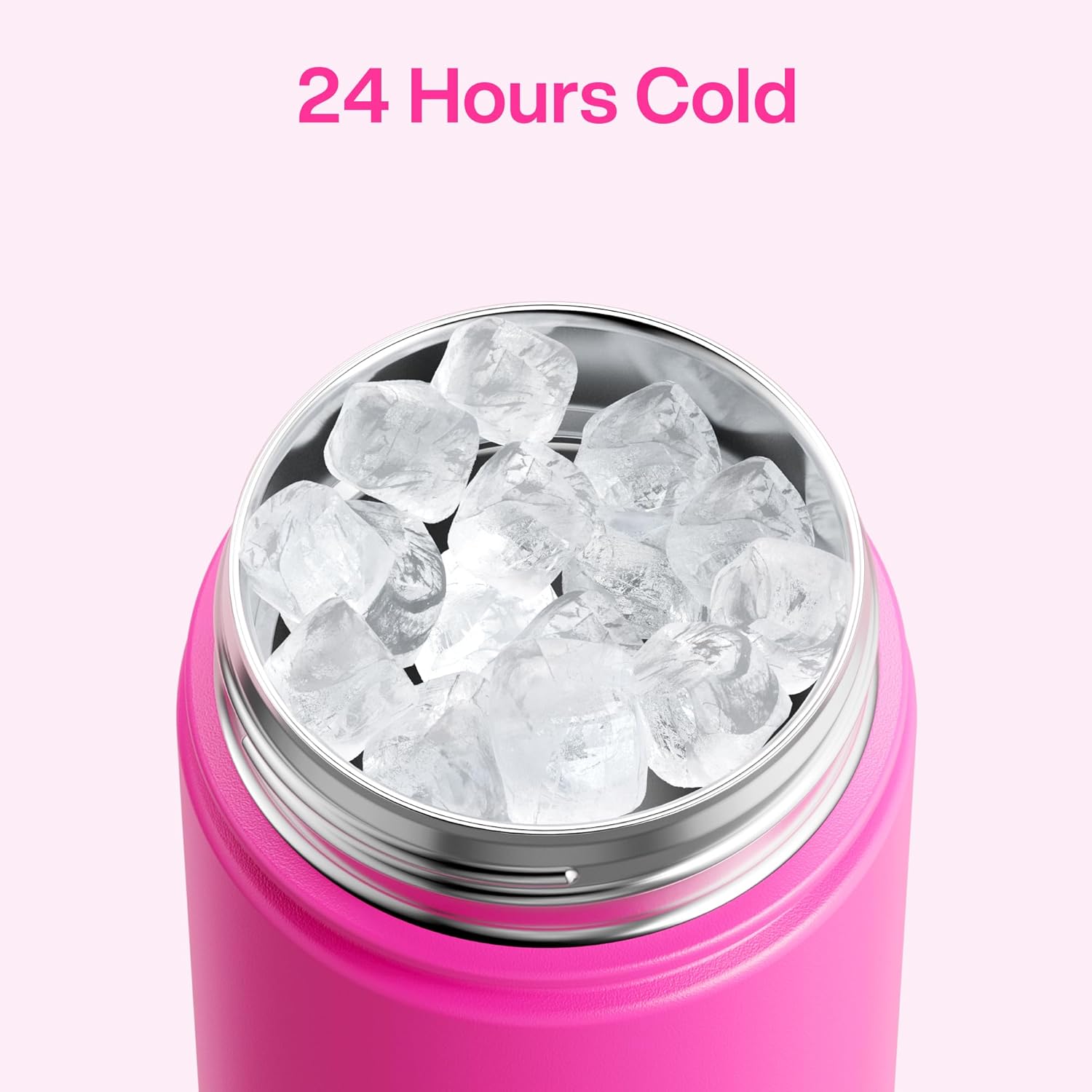 ENCOOL Insulated Water Bottle with Straw Stainless Steel Water Bottle, Leak-Proof, BPA-Free, Double Wall Vacuum Keeps Cold for 24 Hours for Sports, Travel, School (26 oz, Persian Rose)