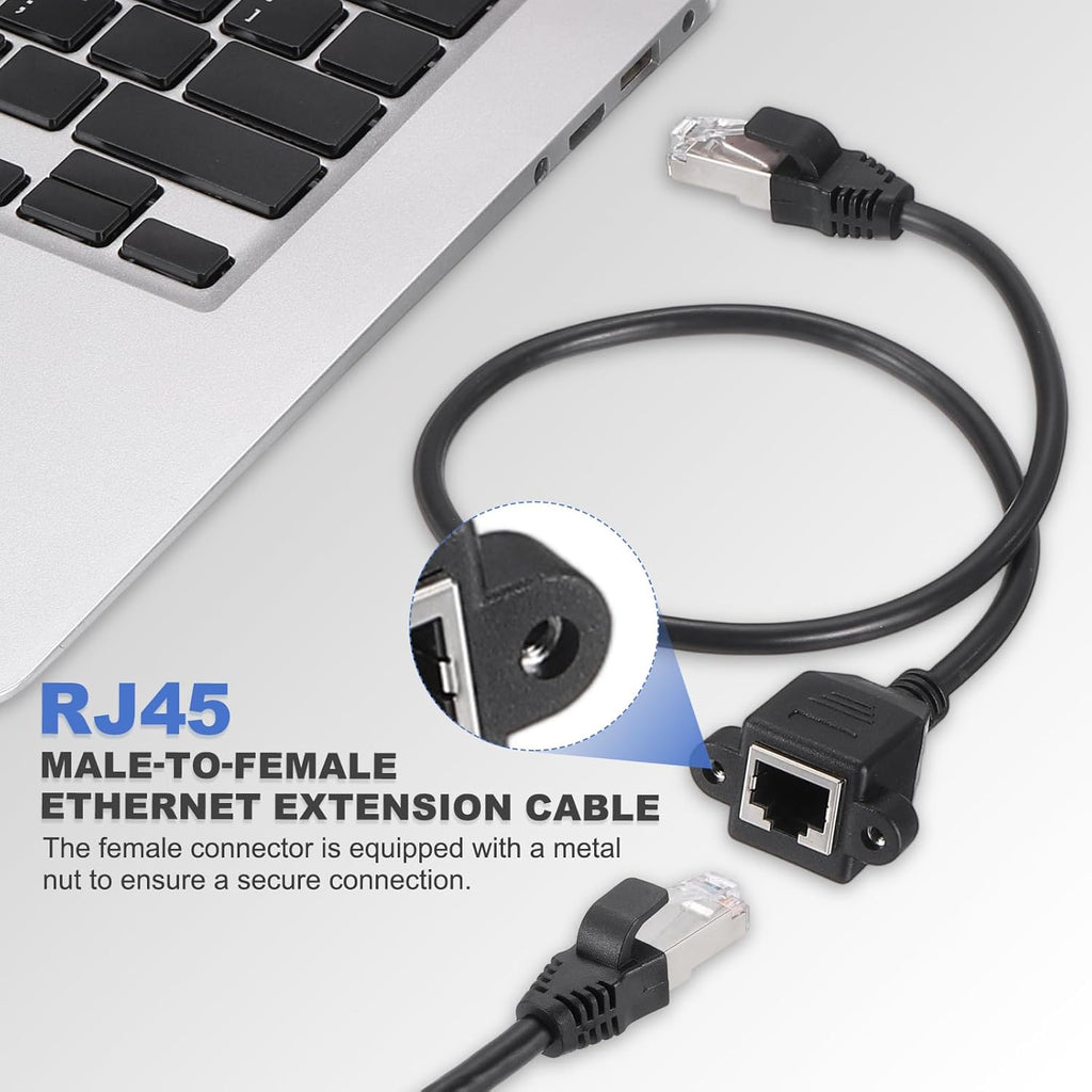 MECCANIXITY Cat6 Ethernet Extension Cable, 3.3Ft RJ45 Male to Female Screw Panel Mount Ethernet Cable Extender with 2pcs Screw for Router Modem PC Laptop Smart TV Printer