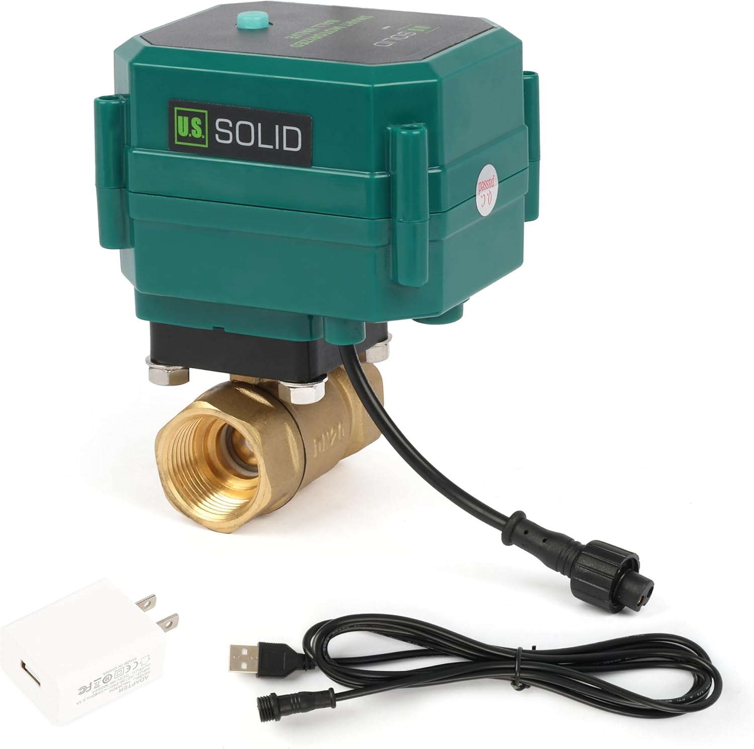 U.S. Solid 3/4" Smart Motorized Ball Valve - Brass Remote App Mobile-control Electrical Ball Valve with Manual Switch, Plug Connection