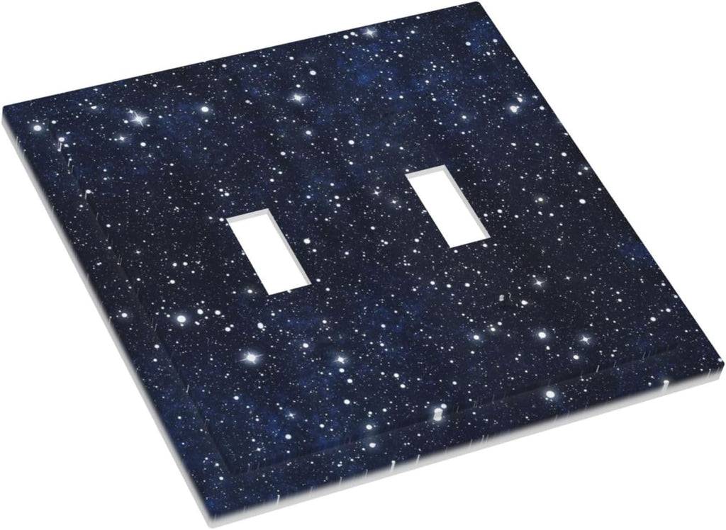 Decorative Light Switch Cover Night Sky Star Cosmic Starry Fantasy Galaxy Universe Space Double Toggle Switchplate 2 Gang Personalized Wall Plate Switchcovers Decora Light Switch Plate