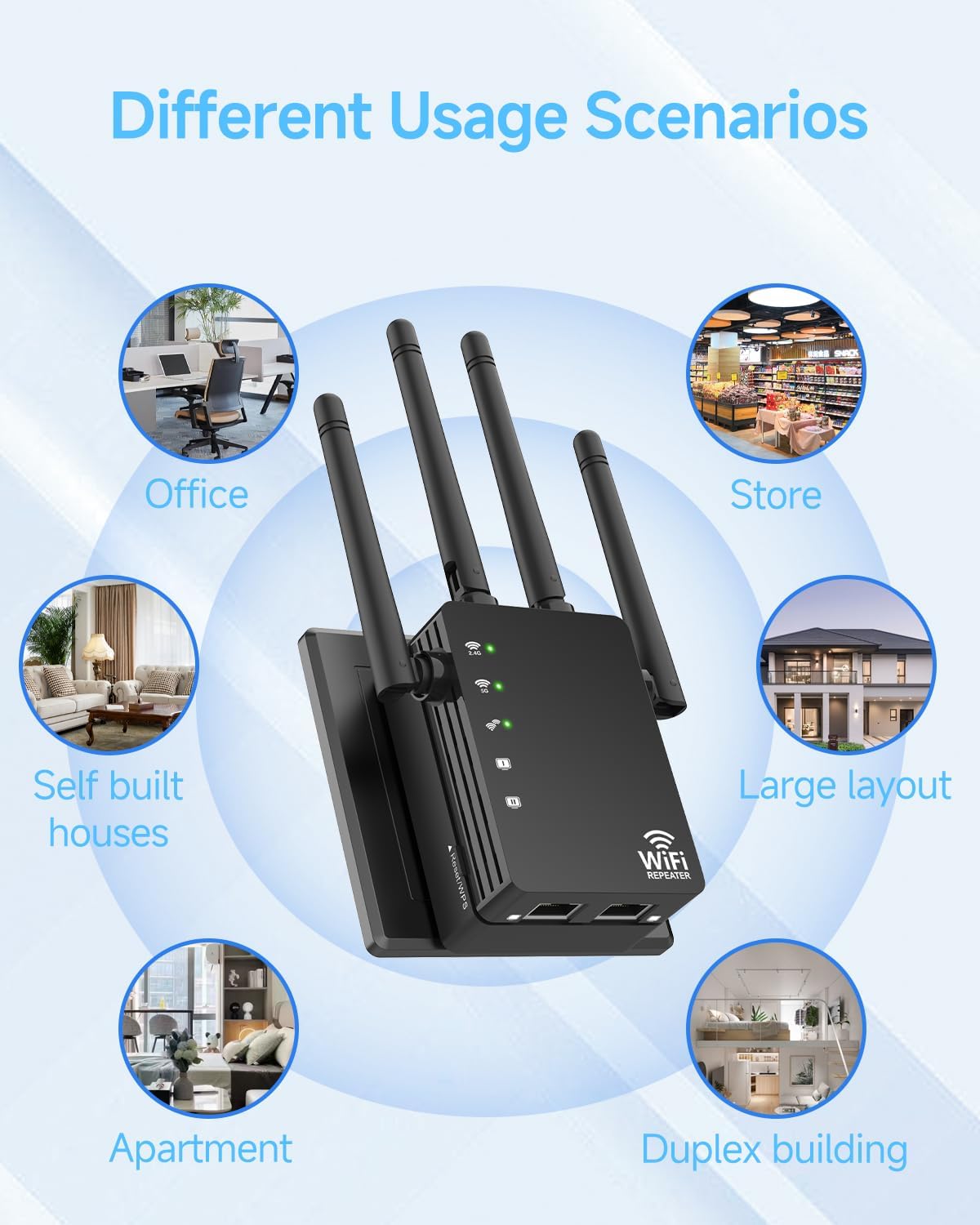 WiFi Extender Signal Booster for Home, WiFi Extender, Long Range up to 12880 Sq Ft and 105 Devices, Internet Extender WiFi Booster, WiFi Repeater with Ethernet Port, Signal Booster