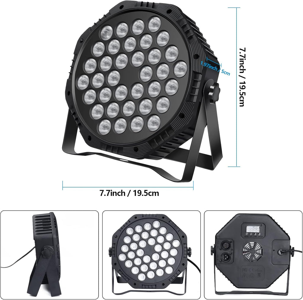 36 LED Par Lights, RGB Par Can Light Stage Lights, 10 Modes DJ Lights Stage Lighting Uplights with Sound Activated Remote Control & DMX Uplights for Events Wedding Party