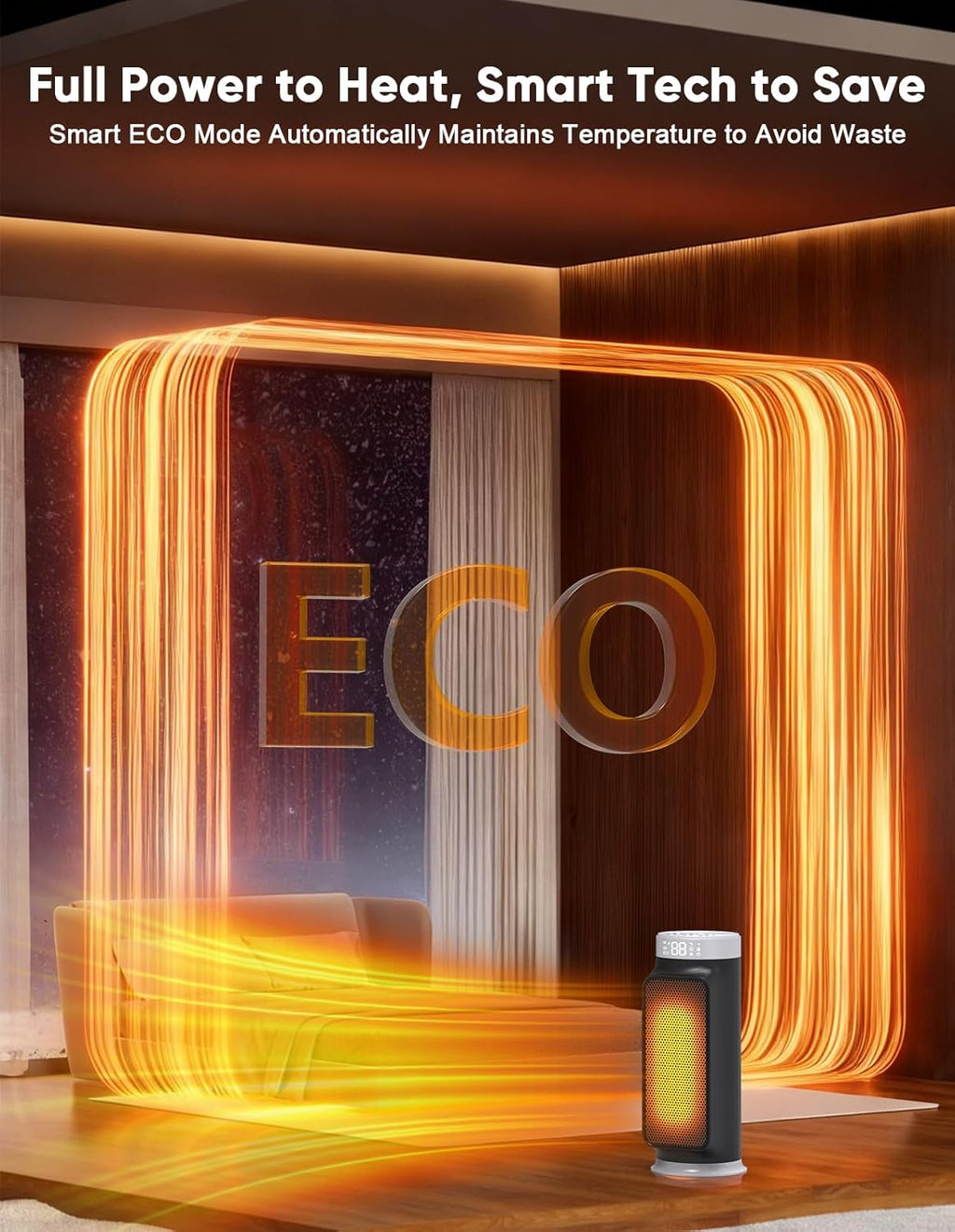1500W PTC Space Heater with Remote Control, Portable Electric Heaters for Indoor Use, Ceramic Heater for Office, 75°Oscillation, 24H Timer, 5 Modes, Safe Quiet Room Heater for Bedroom