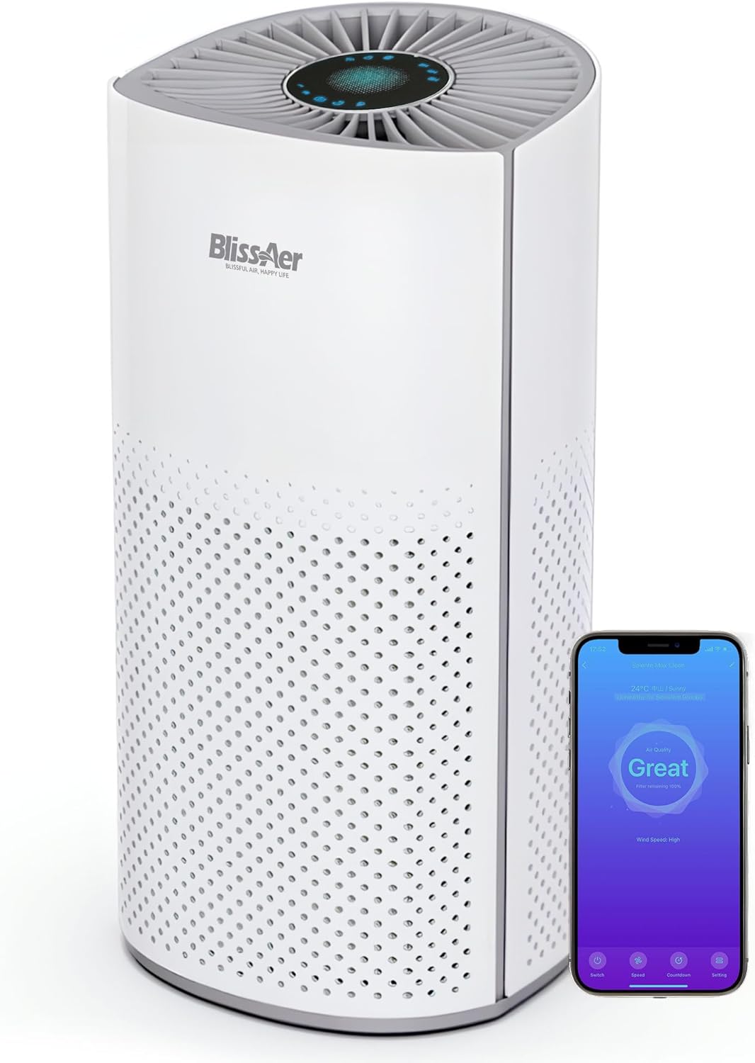 Air Purifiers for Home Large Room Pets Up to 1800 Ft² - Smart WiFi & Voice Control True HEPA Air Purifier For Home Bedroom Smoke, Dust, Pet Dander, Pollen, Sleep Mode - Kery Plus