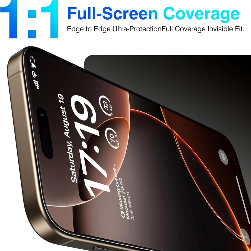 EZ-GLAZ- 4 Pack for iPhone 16 Pro Max Screen Protector[6.9"] With 2 Pack Camera Lens Protector, 9H+ Hardness 12FT Military Grade Shatterproof Scratch Resistant Durable Tempered Glass Film with Flawless Fit Kit, HD Clear