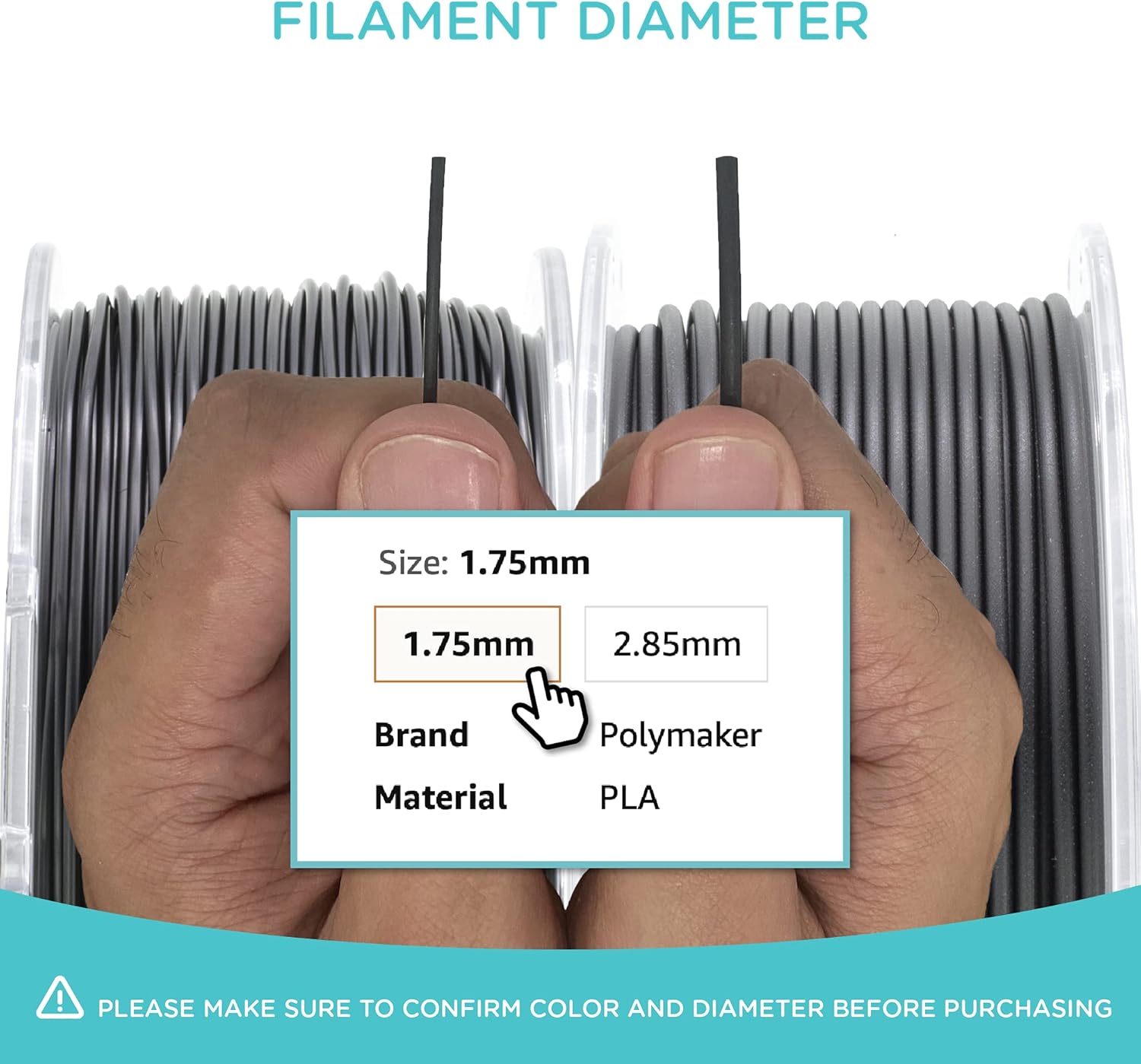 Polymaker PA6-GF Nylon Filament 1.75mm 2kg Grey Glass Fiber Nylon 3D Printing Filament - PolyMide PA6-GF Warp Free 3D Printer Filament