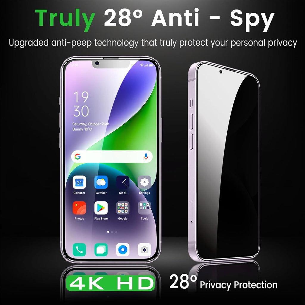 3 Pack Privacy Screen Protector for iPhone 14 Plus 6.7 Inch with 3 Pack Camera Lens Protector, Anti Spy Tempered Glass Film, Anti-Scratch, Touch Sensitive, Case Friendly
