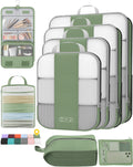 8 Set Compression Packing Cubes for Travel Essentials,Compressible Expandable Packing Cubes for Suitcase,OlarHike Luggage Organizer Bags for Travel,Handy Helper for Organizing Clothes(Matcha Green)