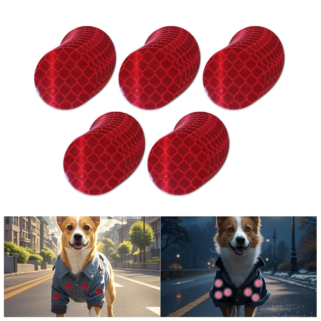 Non Fading Red Reflective Stickers 1-inch Diameter Round Reflector, Outdoor Waterproof High Visibility Warning Adhesive Tape (50 Pcs)